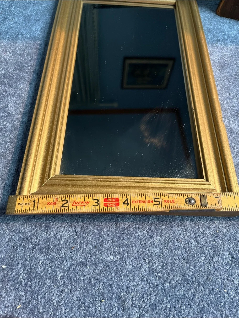 Gold Framed Wall Mirror with Floral Needlepoint Tapestry Accent